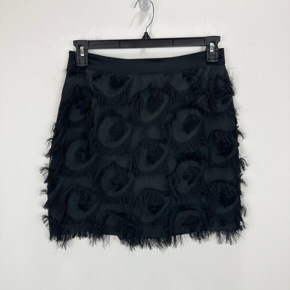 Marella Demien Mini Skirt Black Fringe High Waist Party Straight Pencil US 6 NWT - Picture 10 of 16